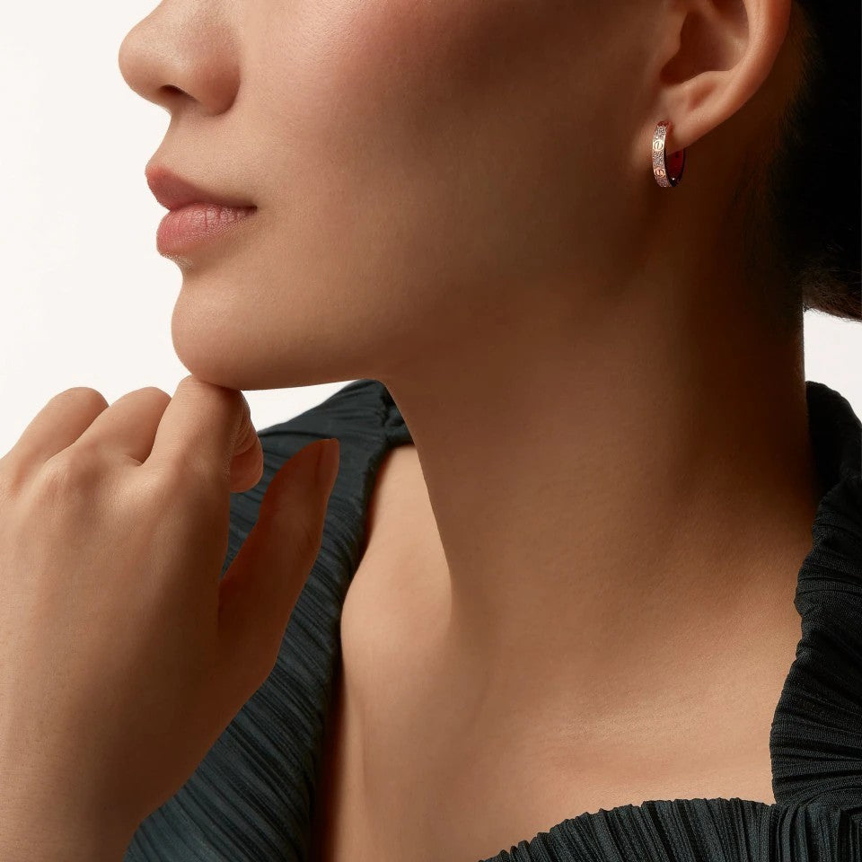 [Ornora Jewelry]LOVE 3.3MM DANGLE HALF DIAMOND EARRINGS
