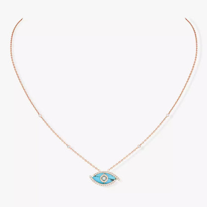 [Ornora Jewelry]Lucky Eye Diamond Necklace in Rose Gold and Turquoise