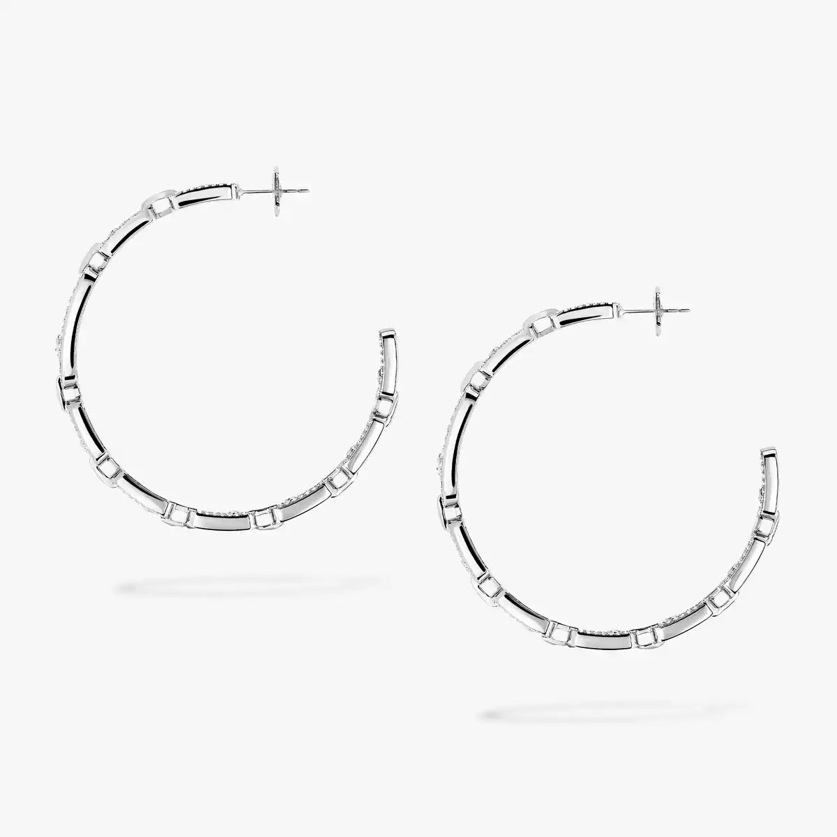 [[Ornora Jewelry]Move Link Diamond Hoop Earrings