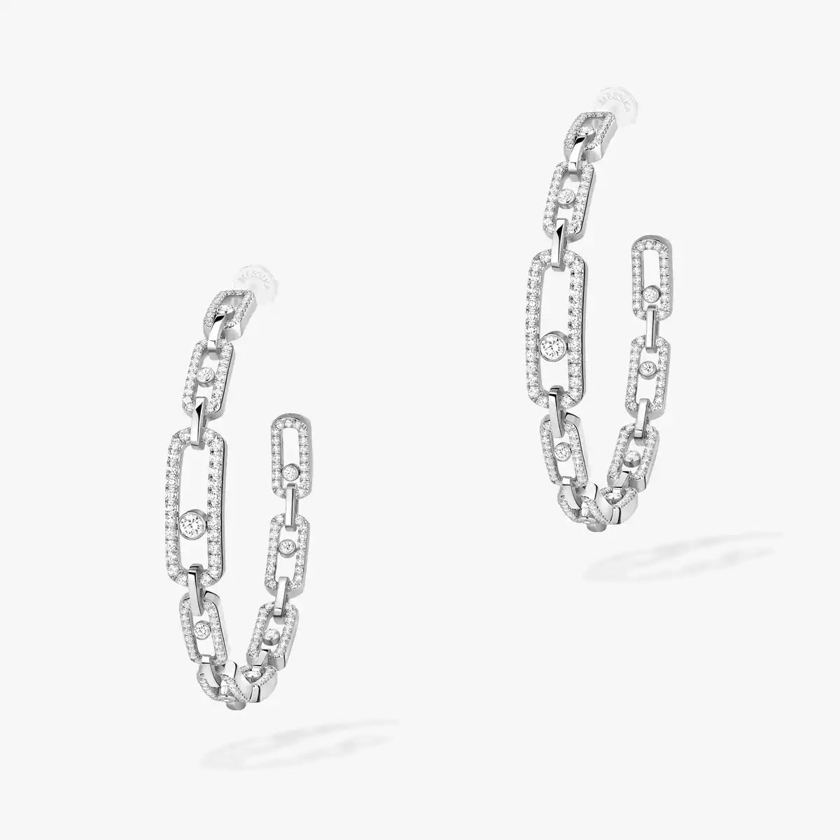 [[Ornora Jewelry]Move Link Diamond Hoop Earrings