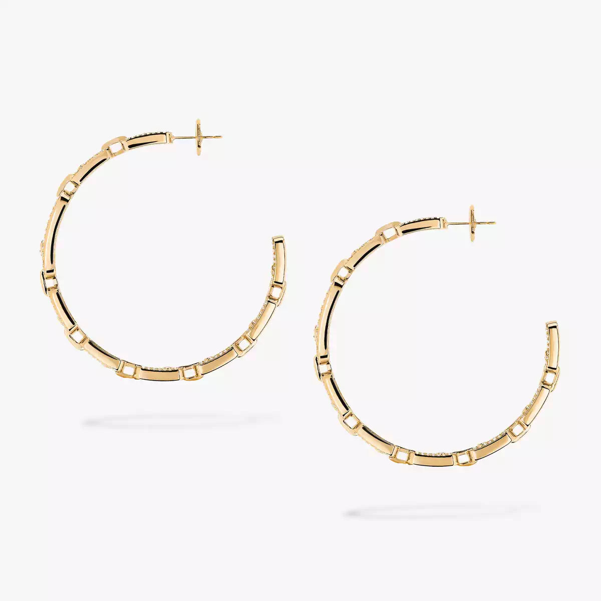 [[Ornora Jewelry]Move Link Diamond Hoop Earrings