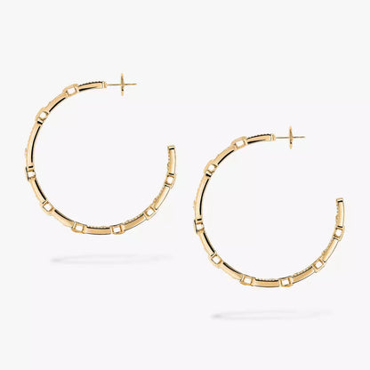 [[Ornora Jewelry]Move Link Diamond Hoop Earrings