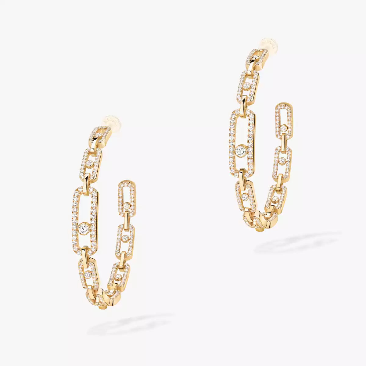 [[Ornora Jewelry]Move Link Diamond Hoop Earrings