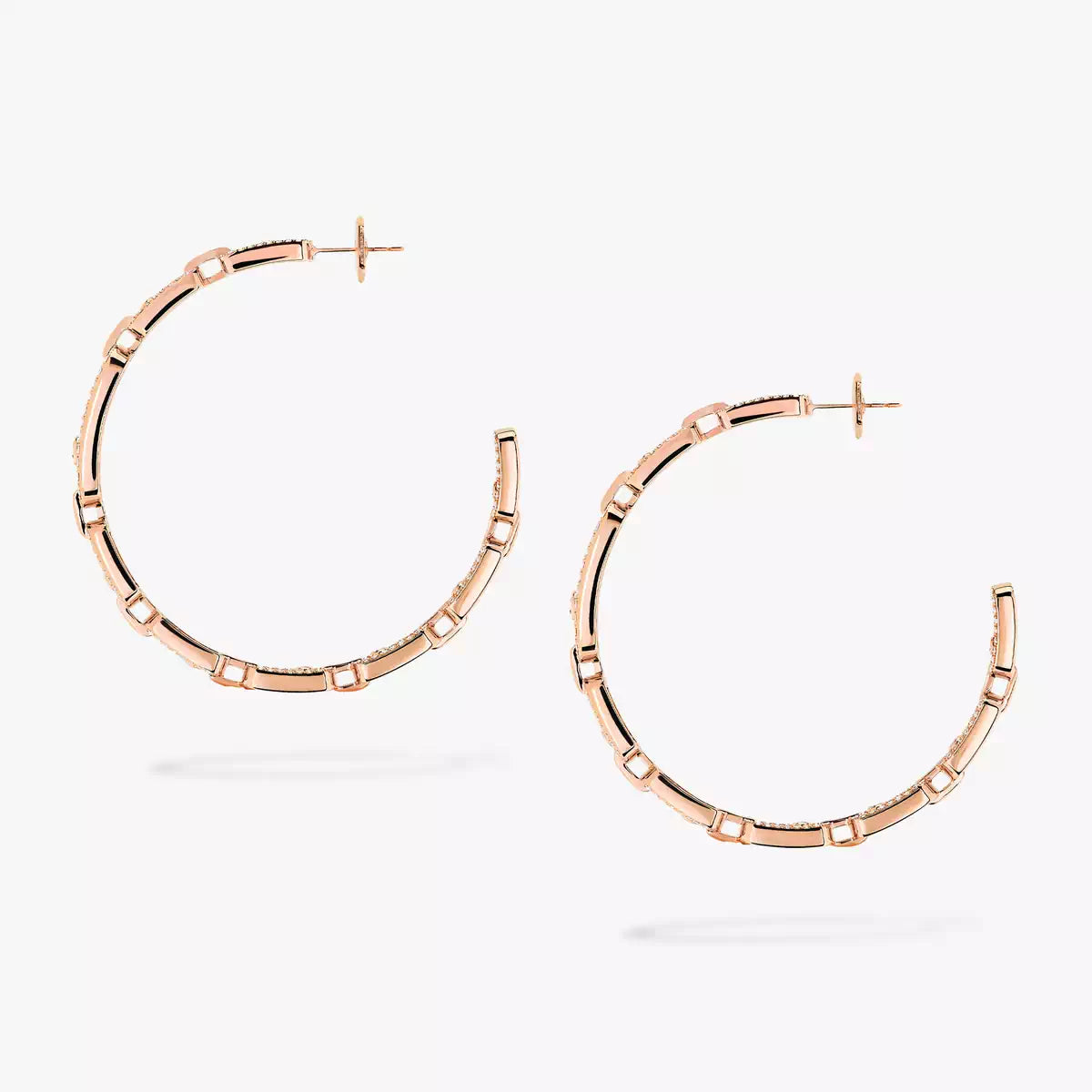 [[Ornora Jewelry]Move Link Diamond Hoop Earrings