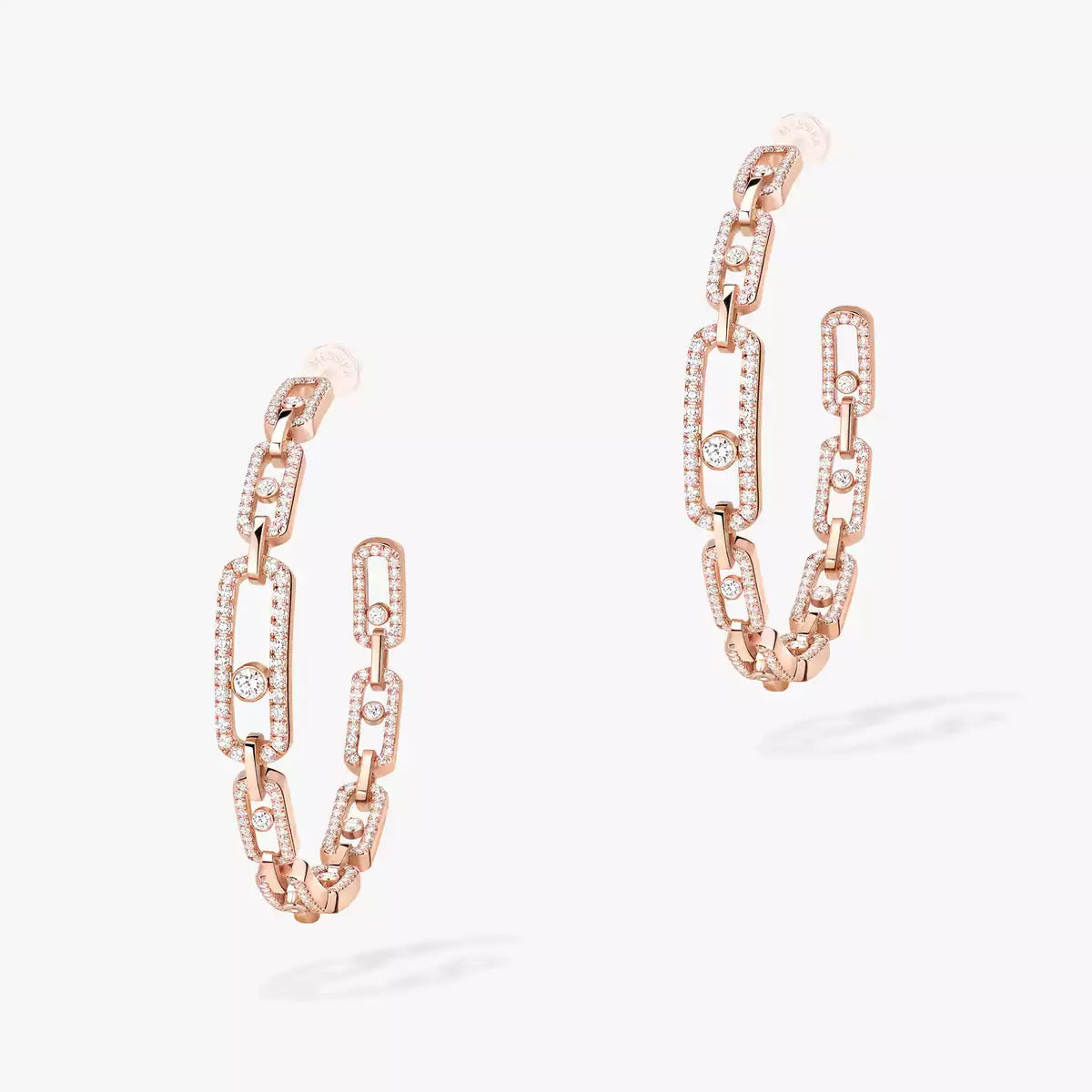 [[Ornora Jewelry]Move Link Diamond Hoop Earrings