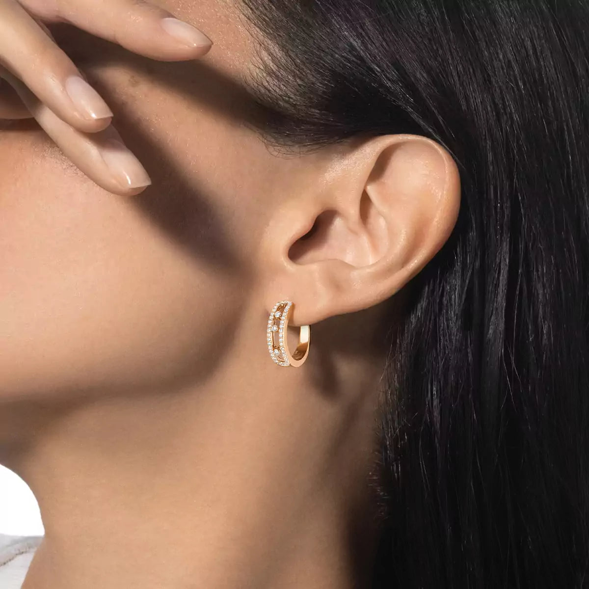 [Ornora Jewelry]Diamond Pave_ Hoop Earrings Move