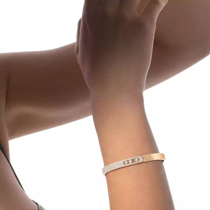 [Ornora Jewelry]Move Noa Ciselé half pavé bangle