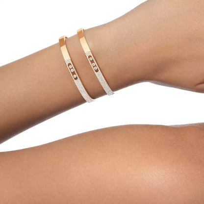 [Ornora Jewelry]Move Noa Rose Gold Pavé Diamond Bangle Bracelet