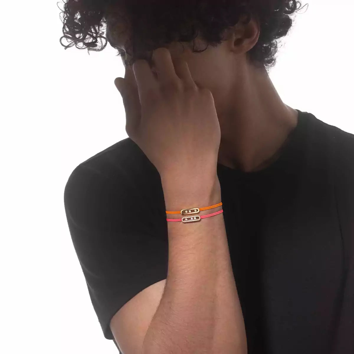 [Ornora Jewelry]MK Care(s) pink cord pavé bracelet