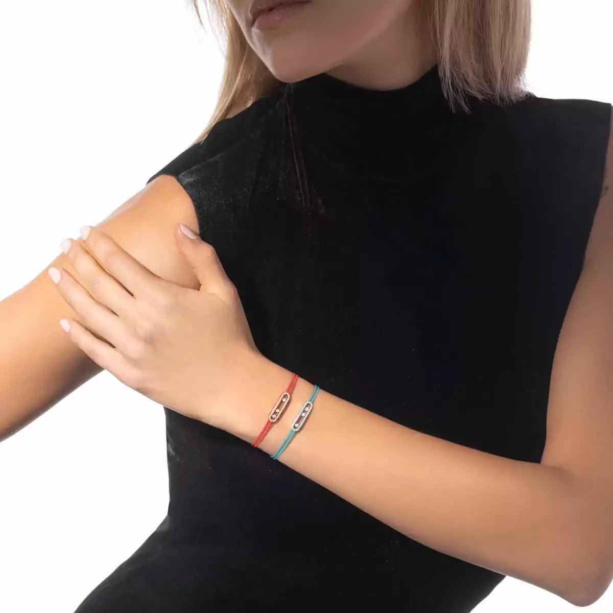[Ornora Jewelry]MK Care(s) pink cord pavé bracelet