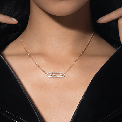 [Ornora Jewelry] Move Pave_ Rose Gold Diamond Necklace