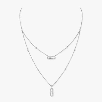[Ornora Jewelry]2 Rows Rose Gold Diamond Pave_ Necklace Move Uno