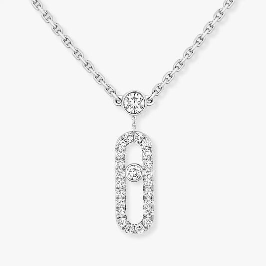 [Ornora Jewelry]2 Rows Rose Gold Diamond Pave_ Necklace Move Uno