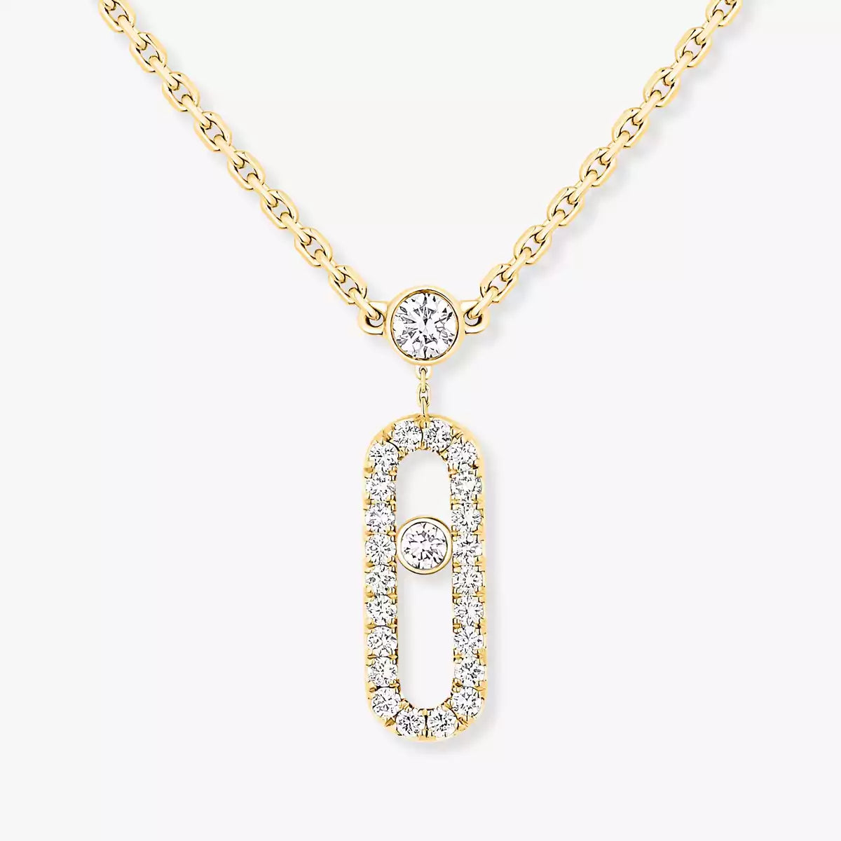 [Ornora Jewelry]2 Rows Rose Gold Diamond Pave_ Necklace Move Uno