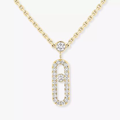 [Ornora Jewelry]2 Rows Rose Gold Diamond Pave_ Necklace Move Uno