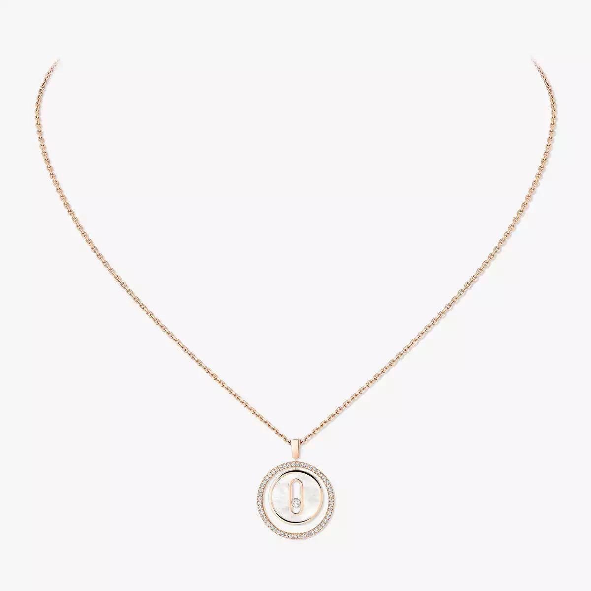 [Ornora Jewelry]Lucky Move Diamond Necklace in Rose Gold and White Mother-of-Pearl