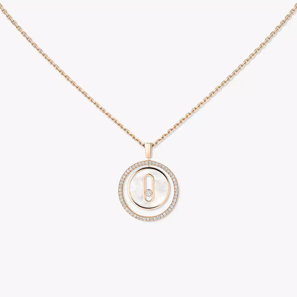 [Ornora Jewelry]Lucky Move Diamond Necklace in Rose Gold and White Mother-of-Pearl