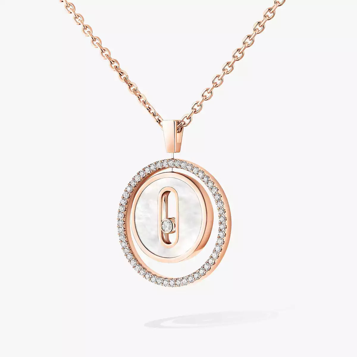 [Ornora Jewelry]Lucky Move Diamond Necklace in Rose Gold and White Mother-of-Pearl