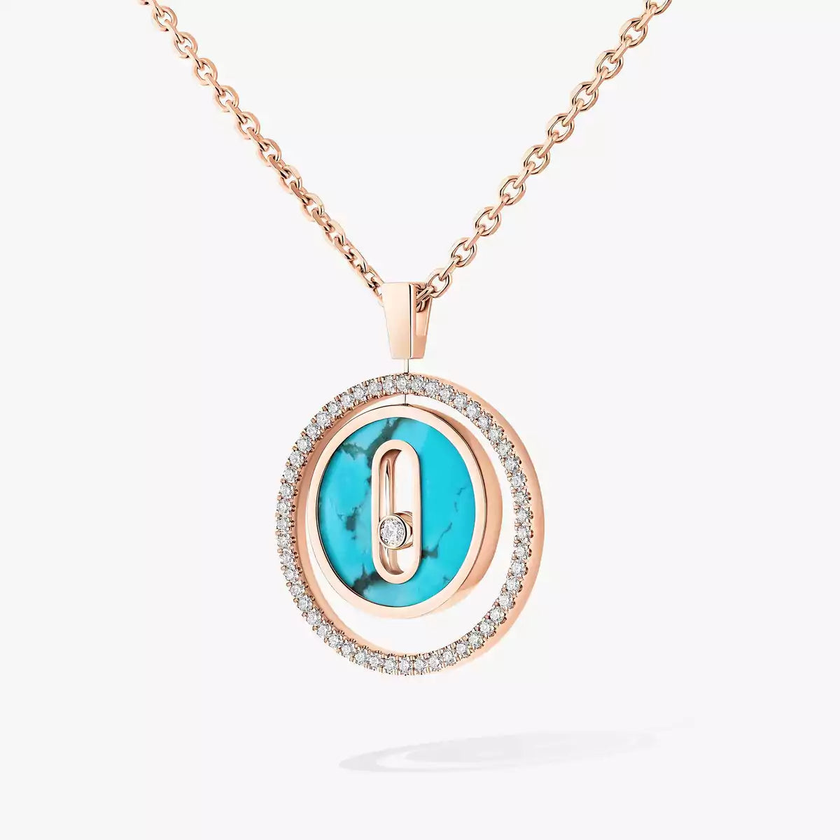 [Ornora Jewelry]Lucky Move Diamond Necklace in Rose Gold and White Mother-of-Pearl