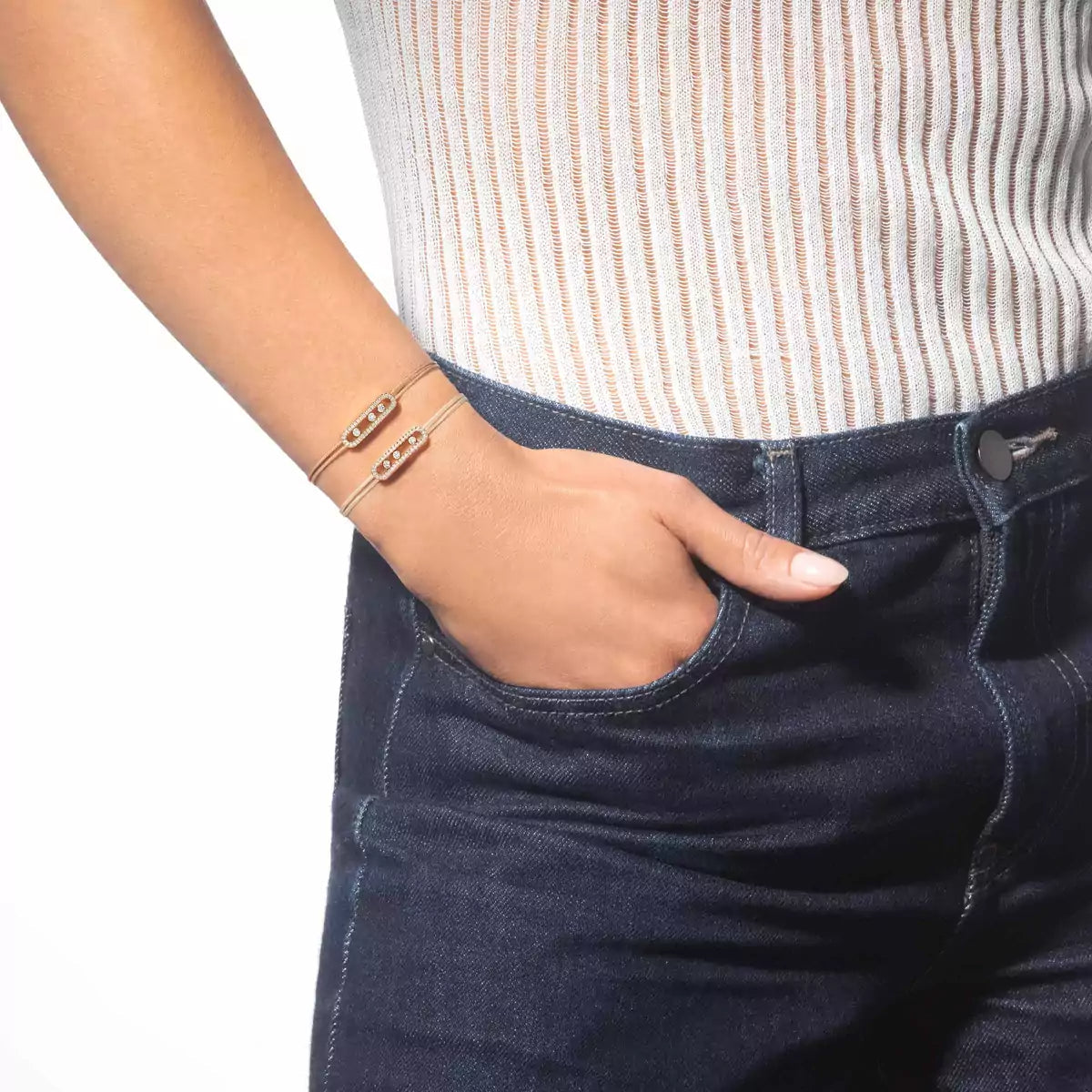 [Ornora Jewelry]MK Care(s) pink cord pavé bracelet