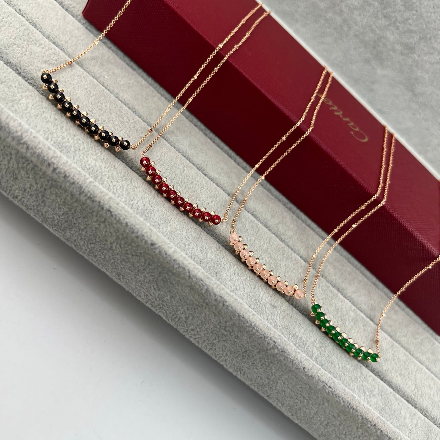 [Ornora Jewelry]NEW STUD COLORED GEM PENDANT NECKLACE