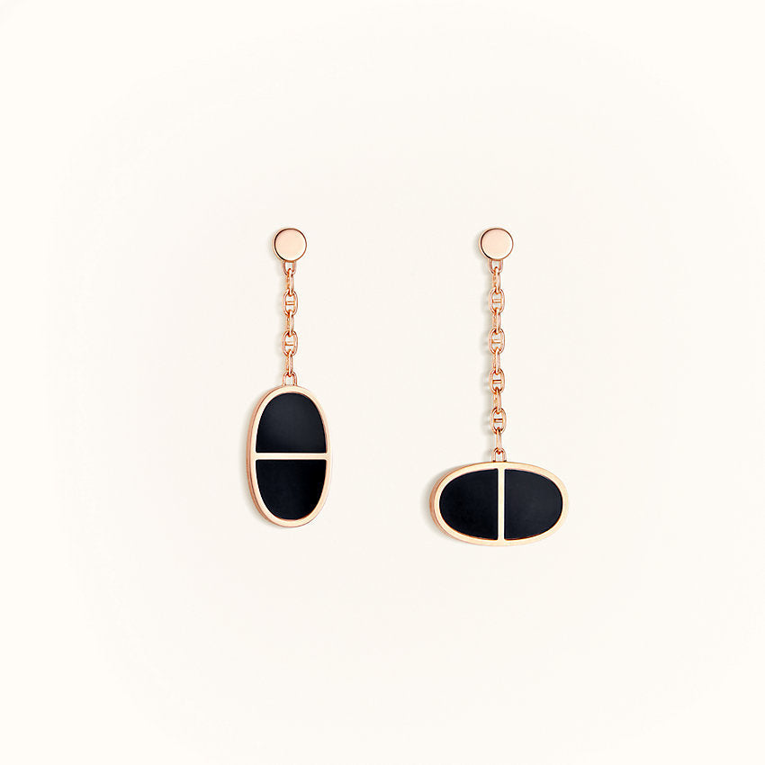 [Ornora Jewelry]CHAINE VERSO BLACK CERAMIC EARRINGS