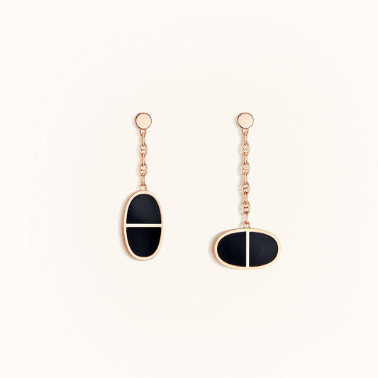 [Ornora Jewelry]CHAINE VERSO BLACK CERAMIC EARRINGS