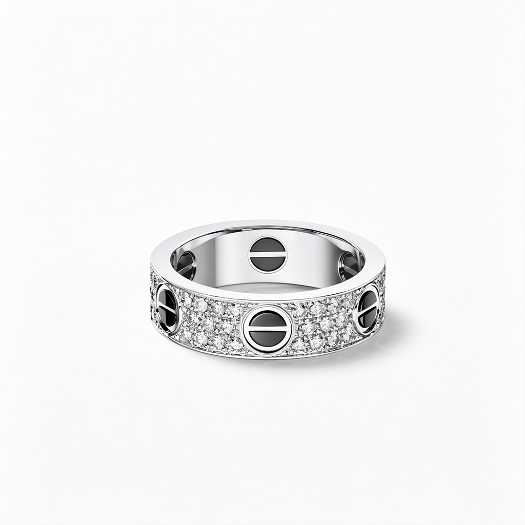 [Ornora Jewelry]LOVE RING 5.5MM DIAMONDS PAVED CERAMIC