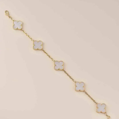 [Ornora Jewelry]CLOVER WHITE PEARL MOP 5 MOTIF BRACELET COLLECTION