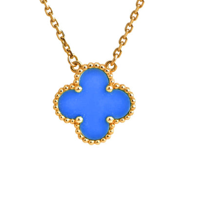 [Ornora Jewelry]CLOVER 15MM BLUE AGATE NECKLACE