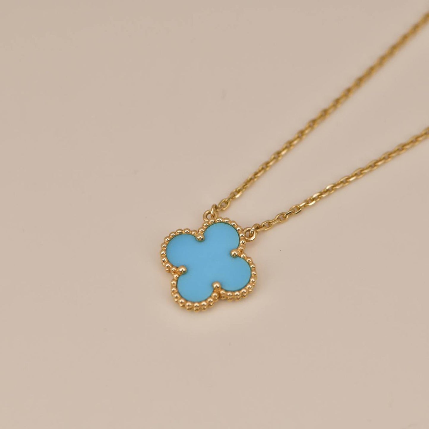 [Ornora Jewelry]CLOVER 15MM VINTAGE TURQUOISE NECKLACE