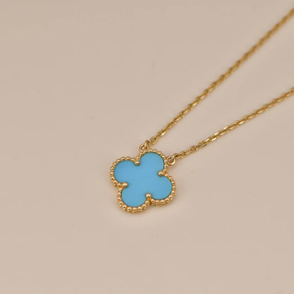 [Ornora Jewelry]CLOVER 15MM VINTAGE TURQUOISE NECKLACE