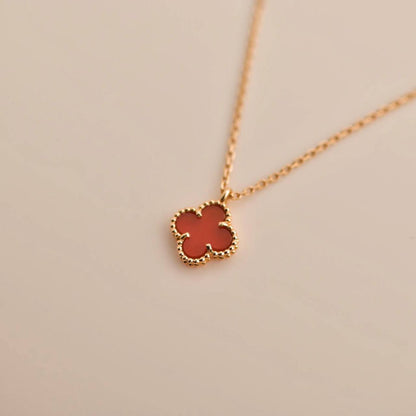 [Ornora Jewelry]CLOVER MINI 9.5MM WHITE CARNELIANS NECKLACE