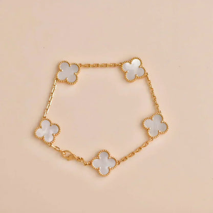 [Ornora Jewelry]CLOVER WHITE PEARL MOP 5 MOTIF BRACELET COLLECTION