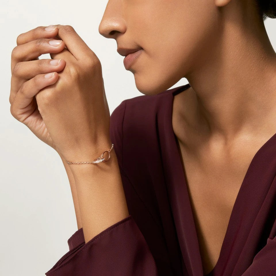 [Ornora Jewelry]LOVE DOUBLE RING HALF DIAMOND BRACELET