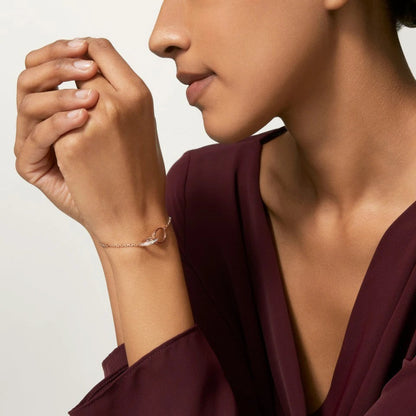[Ornora Jewelry]LOVE DOUBLE RING HALF DIAMOND BRACELET