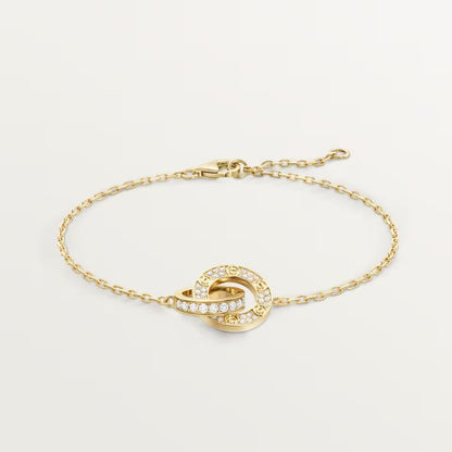 [Ornora Jewelry]LOVE DOUBLE RING FULL DIAMOND BRACELET