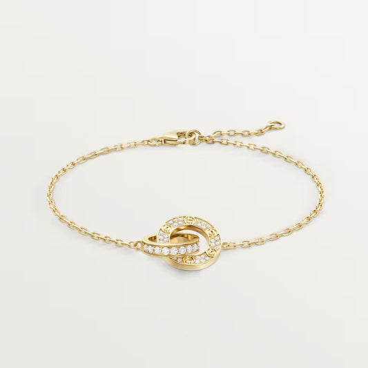 [Ornora Jewelry]LOVE DOUBLE RING FULL DIAMOND BRACELET