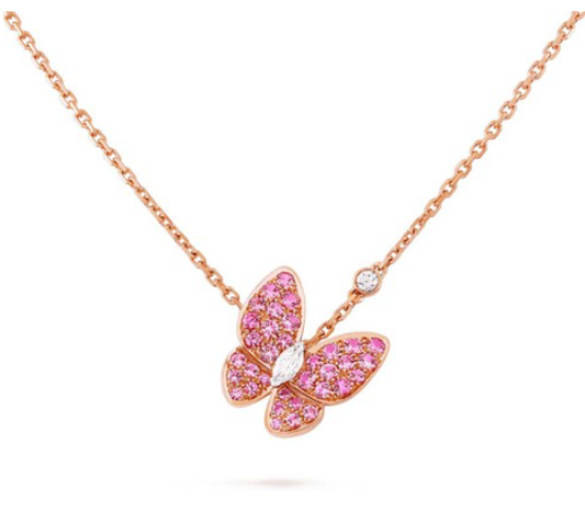 [Ornora Jewelry]BUTTERFLY RED DIAMOND ROSE GOLD NECKLACE