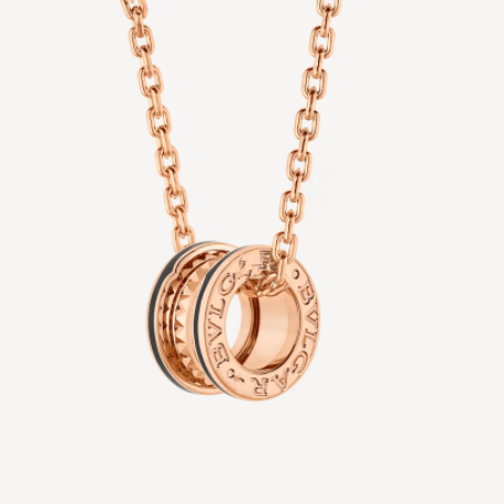 [Ornora Jewelry]ZERO 1 ROCK PEDANT PINK GOLD BLACK NECKLACE