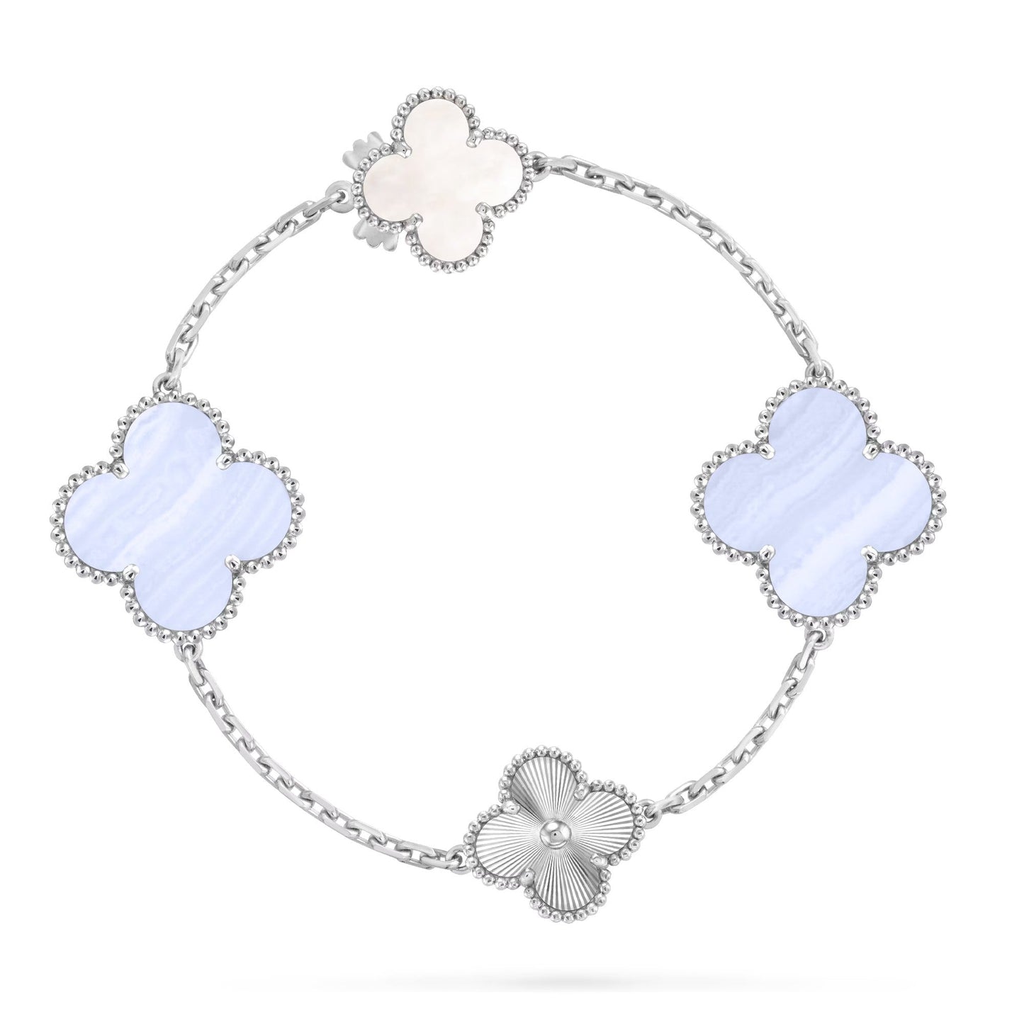 [Ornora Jewelry]DETACHABLE CLOVER 15(11+4) FLOWER SILVER NECKLACE SET