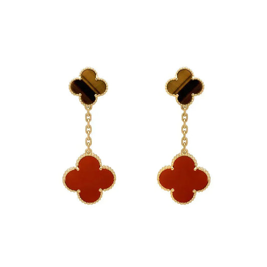[Ornora Jewelry]CLOVER  2 MOTIF  TIGER EYE CARNELIAN EARRINGS