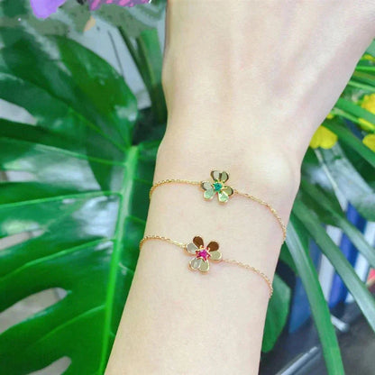 [Ornora Jewelry]FRIVOLE GOLD FLOWER PINK MALACHITE BRACELET