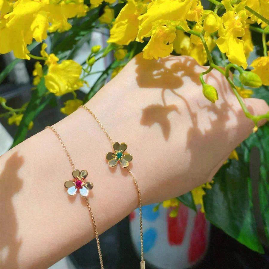 [Ornora Jewelry]FRIVOLE GOLD FLOWER PINK MALACHITE BRACELET