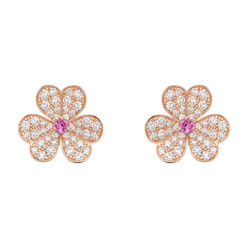 [Ornora Jewelry]FRIVOLE PINK GOLD FLOWER DIAMOND EARRINGS