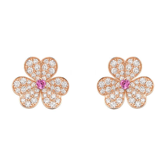[Ornora Jewelry]FRIVOLE PINK GOLD FLOWER DIAMOND EARRINGS