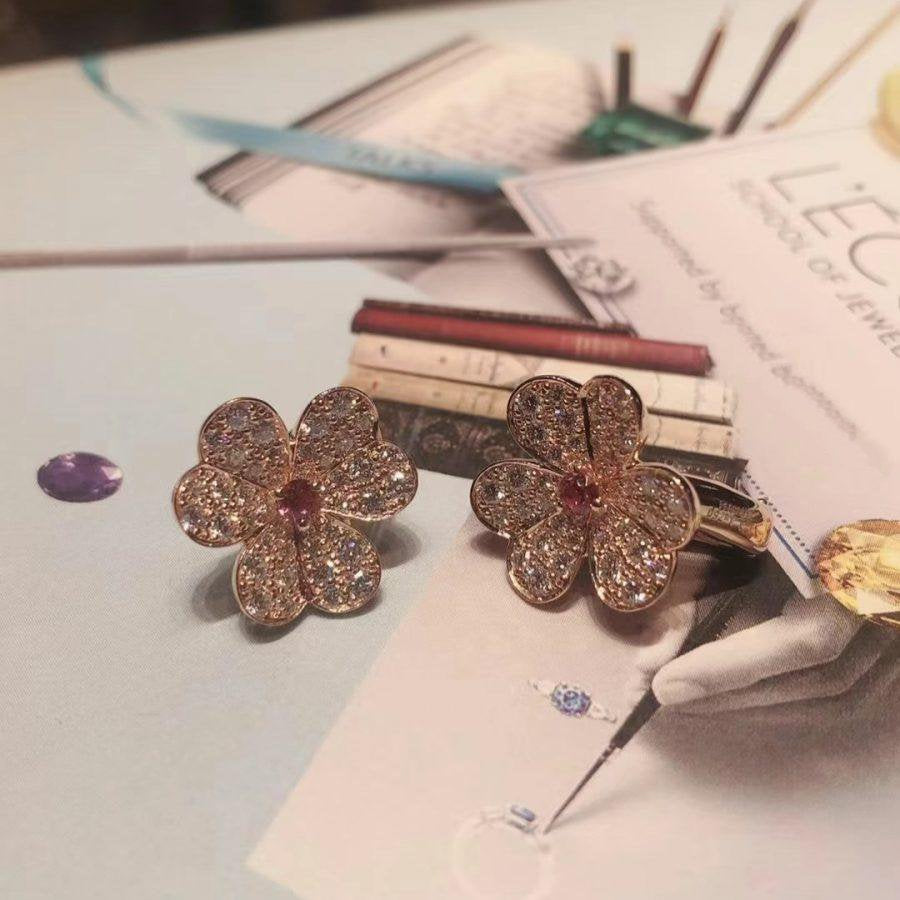 [Ornora Jewelry]FRIVOLE PINK GOLD FLOWER DIAMOND EARRINGS