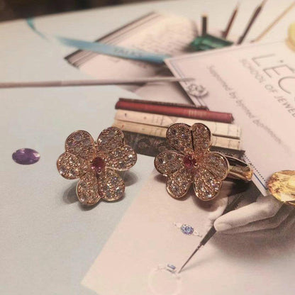 [Ornora Jewelry]FRIVOLE PINK GOLD FLOWER DIAMOND EARRINGS