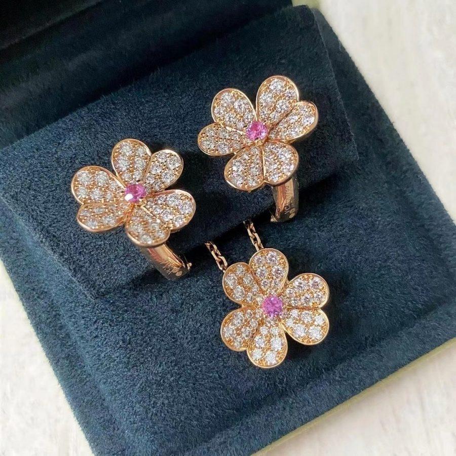 [Ornora Jewelry]FRIVOLE PINK GOLD FLOWER DIAMOND EARRINGS