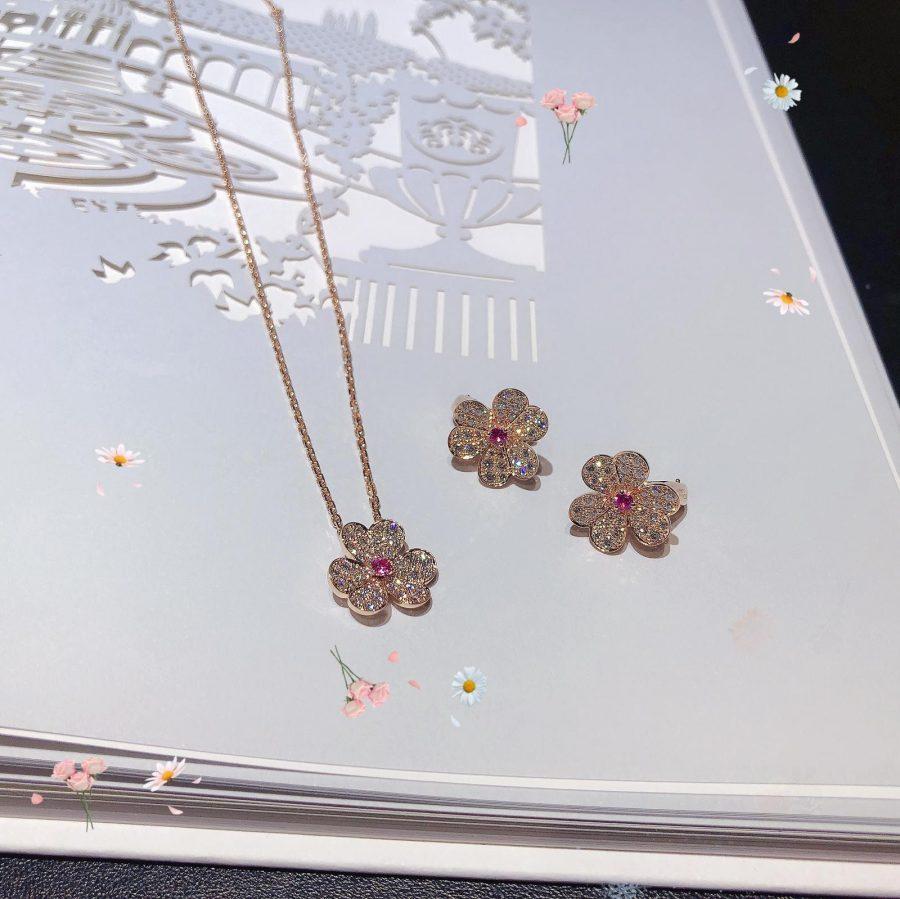 [Ornora Jewelry]FRIVOLE PINK GOLD FLOWER DIAMOND EARRINGS